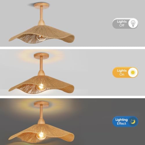19.6" Large Rattan Pendant Light