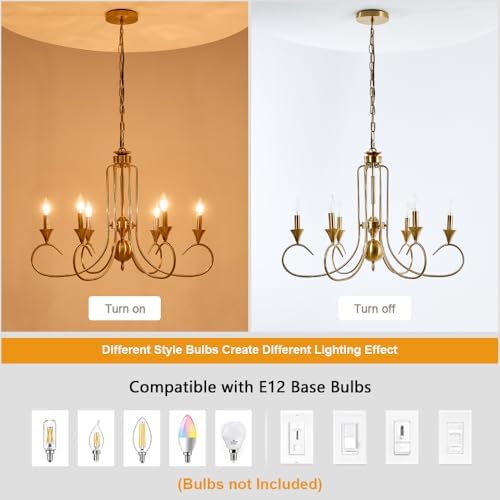 Modern Farmhouse 6-Light Gold Candle Chandelier