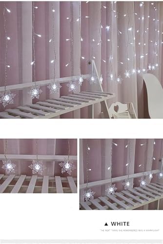 Christmas Snowflake LED Curtain Lights, 11.5ft, 96LED