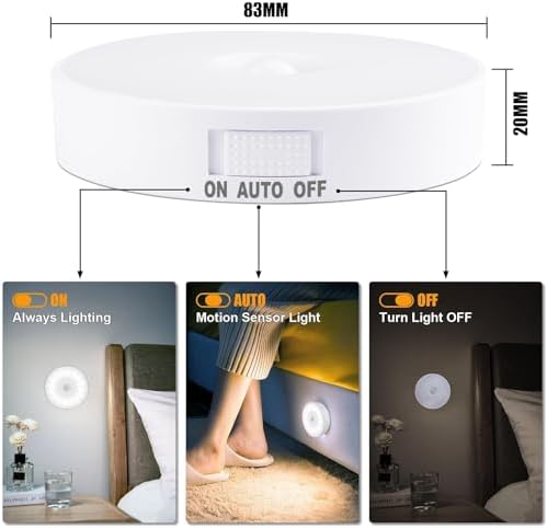 Cold White USB Rechargeable Motion Sensor Lights, 6 Pack