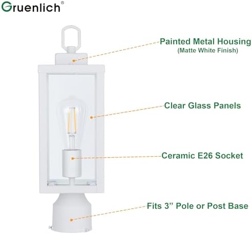 GRUENLICH 16.5" White Outdoor Post Light