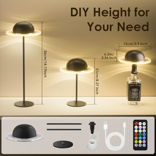 KIBTOY 2 Pack Cordless Rechargeable Table Lamps