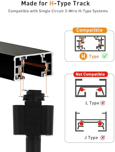 CLOUDY BAY 6-Pack H-Type GU10 Track Lighting Heads, Black