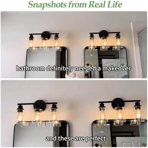 Zarbitta 3-Light Black Bathroom Vanity Light