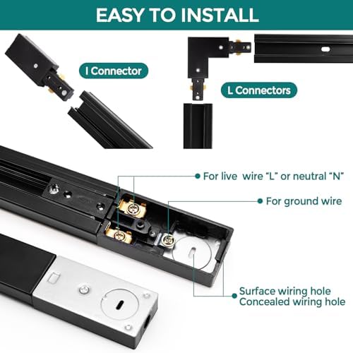 iCreating H-Track Lighting Rails Kit, 26ft Black