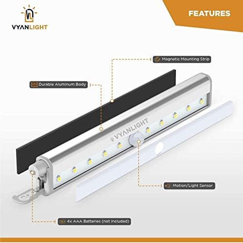 VYANLIGHT Motion Sensor LED Under Cabinet Lights, 3 Pack