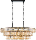 Large Modern Chandelier, Amber Glass Shade