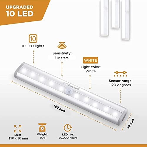 VYANLIGHT 6-Pack Battery Operated Motion Sensor LED Strip Light