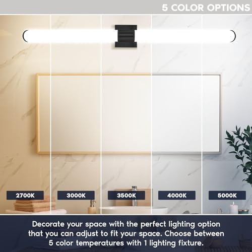 LUXRITE 48 Inch Black 5CCT LED Vanity Light