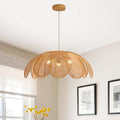 24" Farmhouse Chandelier, 3-Light Rattan