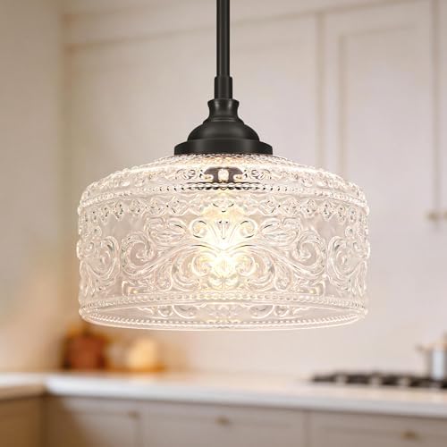 Daunton Black Vintage Glass Pendant Light