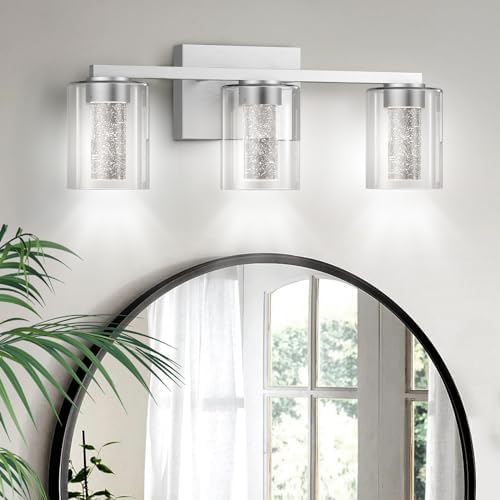 3-Light Brushed Nickel LED Bathroom Vanity Light
