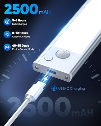 12'' Under Cabinet Lights, 2500mAh LED Battery Operated Rechargeable