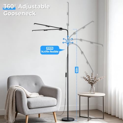 LED Floor Lamp with 4 Light Bars, 24W/3000LM