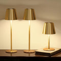 3 Pack Cordless Table Lamps, Brushed Gold