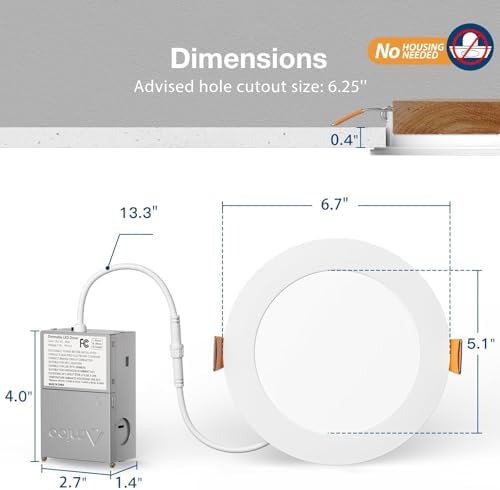 Amico 6 Pack 6 Inch LED Recessed Light with Junction Box