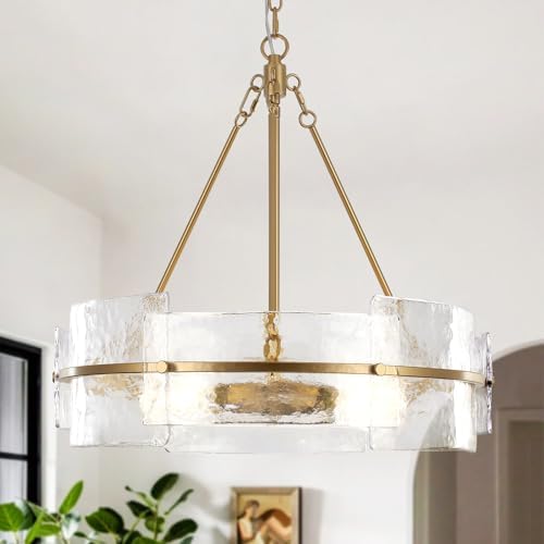 22" Gold Glass Chandelier