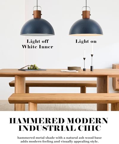 ELYONA 16-Inch Ash Wood Dome Pendant Light
