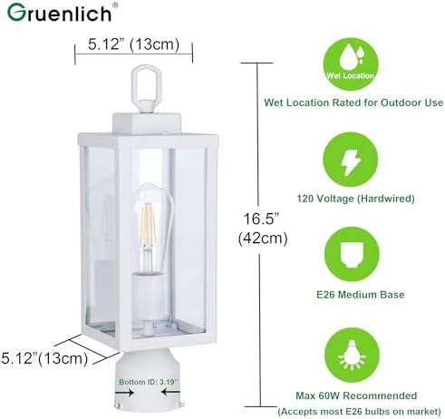 GRUENLICH 16.5" White Outdoor Post Light