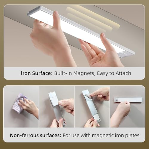 4 Pack Rechargeable Motion Sensor Under Cabinet Lights, Warm Light