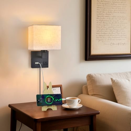 Bedside Plug-in Wall Sconce, Black