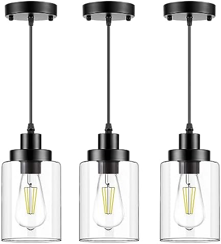 WimiSom Industrial Pendant Lighting, Modern Clear Glass Shade