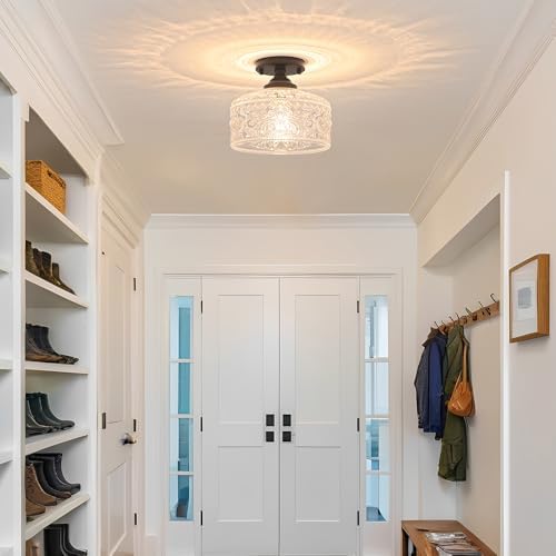 Daunton Small Matte Black Semi Flush Mount Ceiling Light