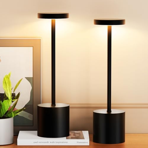 Cordless Table Lamp Set of 2, Black