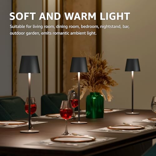 uuffoo 2 Pack Cordless Table Lamps, 5000mAh, Black