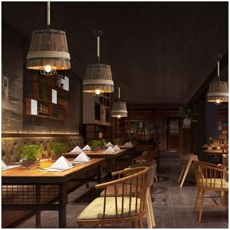 Modern Industrial Wood and Metal Pendant Light