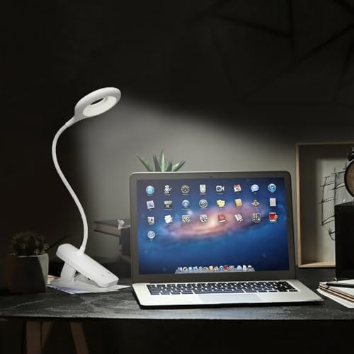 CUHIOY Rechargeable Clip-On Reading Lights, 2 Pack, White