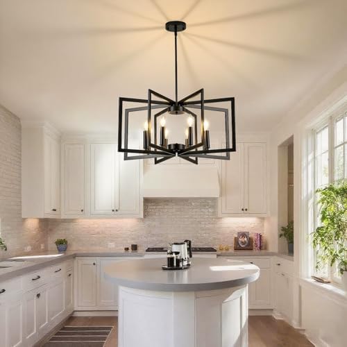 8-Light Black Geometric Chandelier