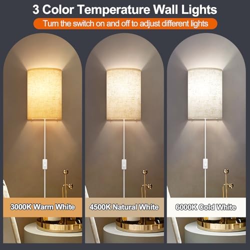 Yunaking Plug-in Wall Sconces Set of Two