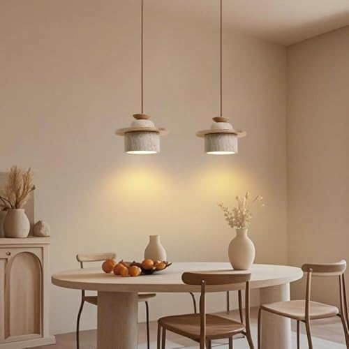 Mid-Century Yellow Travertine Pendant Light, 3000K