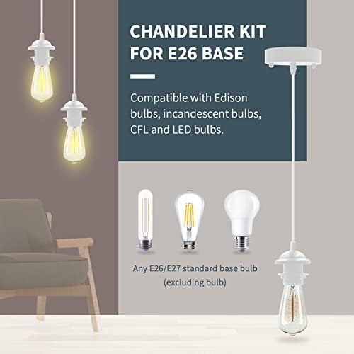 Industrial Mini Pendant Light Kit, White E26 Socket
