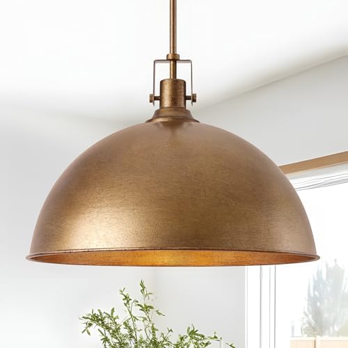 17.7 Inch Dome Pendant Light, Antique Brown