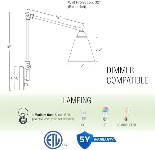 Kira Home Ellis 18" Swing Arm Wall Sconce, 2-Pack