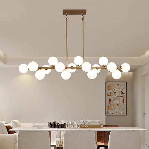 55 Inch Brass Gold Linear Chandelier