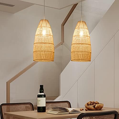 Arturesthome Boho Wicker Chandelier, 10.2″*20.8″
