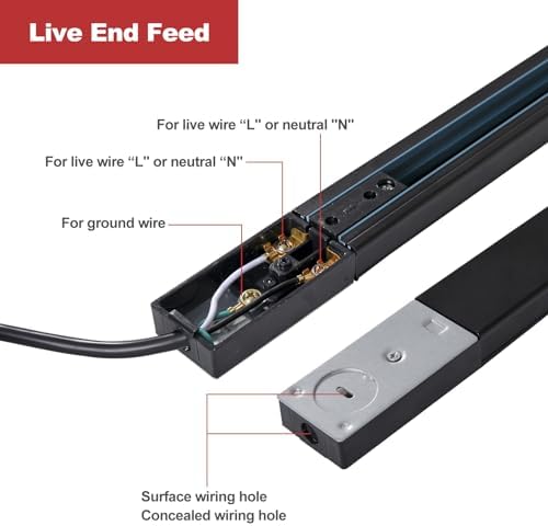 52FT H Track Lighting Rails, Black