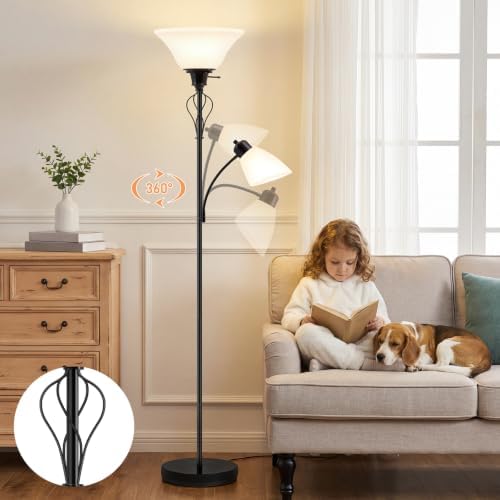 70" Tall Torchiere Floor Lamp, Plastic Shade