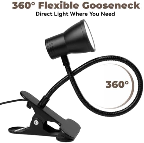 Clip-On Desk Lamp, 3 Color Modes, Black-Small