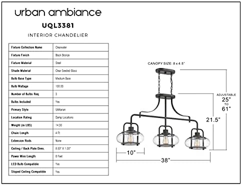 Urban Ambiance 38" Dark Bronze Chandelier