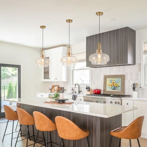 13" Amber Glass Industrial Pendant Light