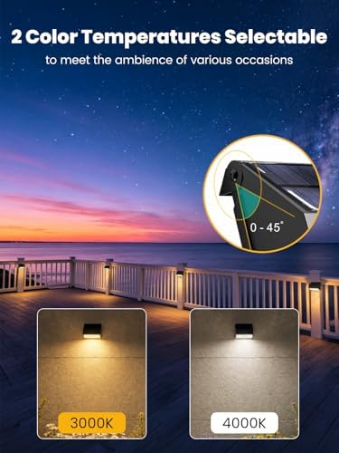 SOTTLOT Solar Fence Lights, 2 Pack, 3000K 4000K