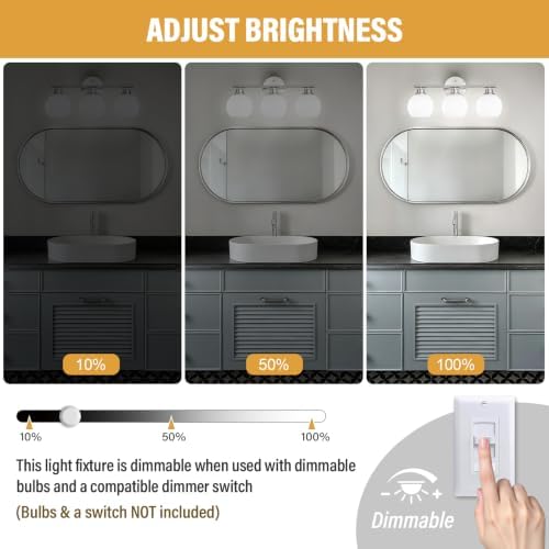 Brushed Nickel 3-Light Bathroom Vanity Light