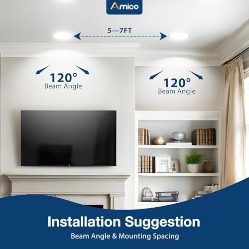 Amico 4 Pack 6 Inch Ultra-Thin LED Recessed Ceiling Light