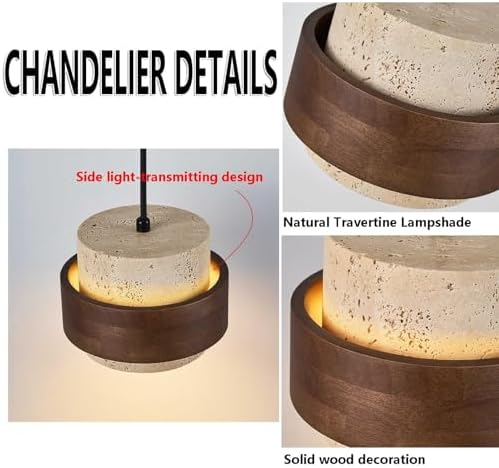 Yellow Travertine Pendant Light, Natural