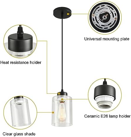 Modern Black Farmhouse Glass Pendant Light