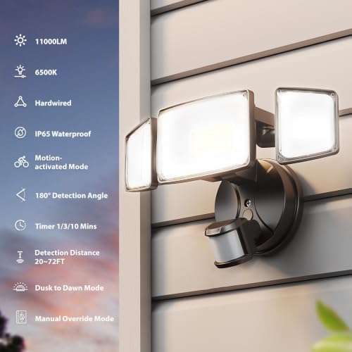 Security Lights Motion Outdoor with Dusk to Dawn, Hardwired